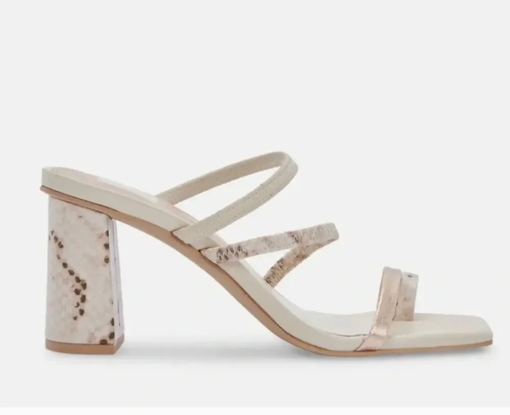 Dolce Vita NWOT Prisma Heels Snake Skin Gold White Sandal 8